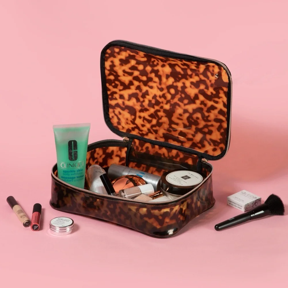 Stephanie Johnson Miami Clearly Tortoise Claire Jumbo Make-up Case-NWT